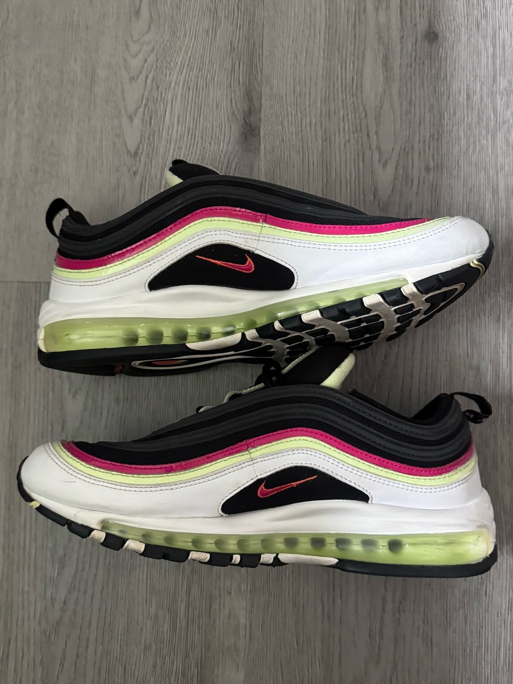 Nike  Air Max 97 Sneakers - White, Black, Pink & Lime